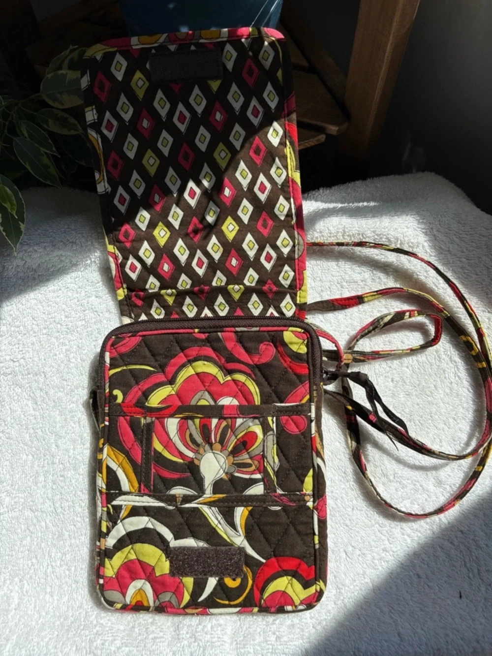 Vera Bradley Quilted Floral Crossbody Bag - Mocha Rouge - Picture 3 of 4